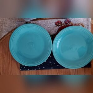 Set of Two Turquoise Plates